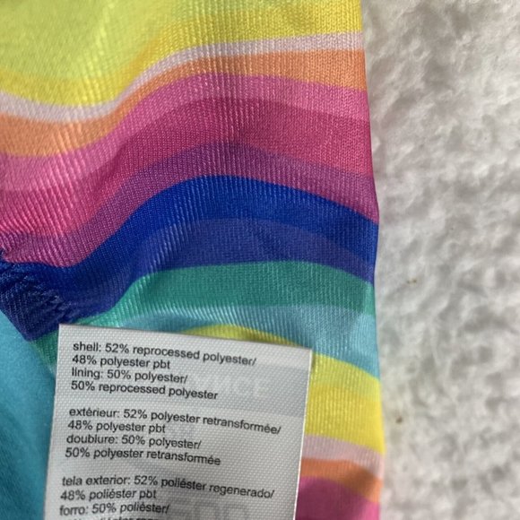 Speedo Swimsuit Women's 28 Multicolor Rainbow Wave Square Neck One Piece 8070 - Picture 5 of 5